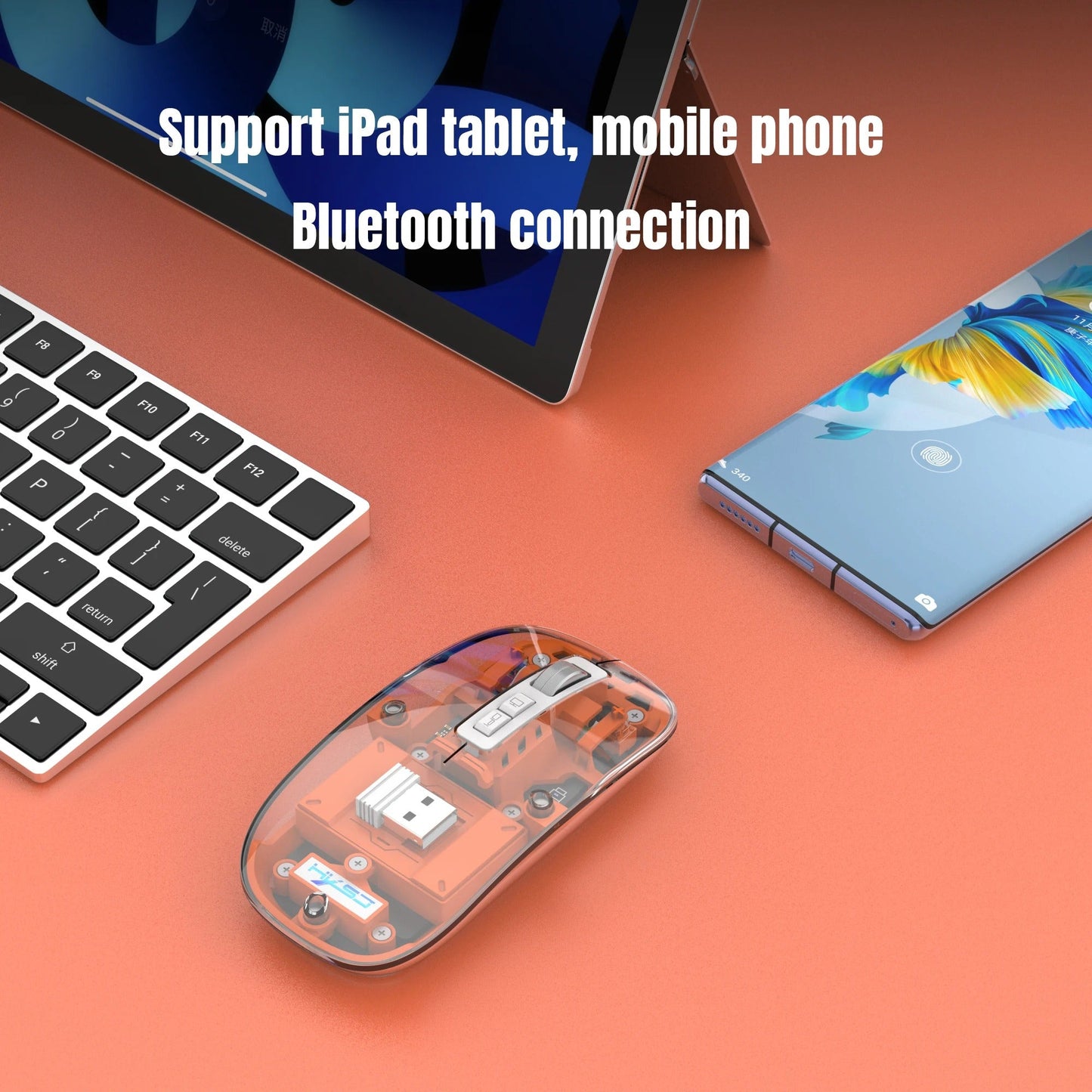 Compro™ 3 Modes Wireless Transparent 2.4G Mouse