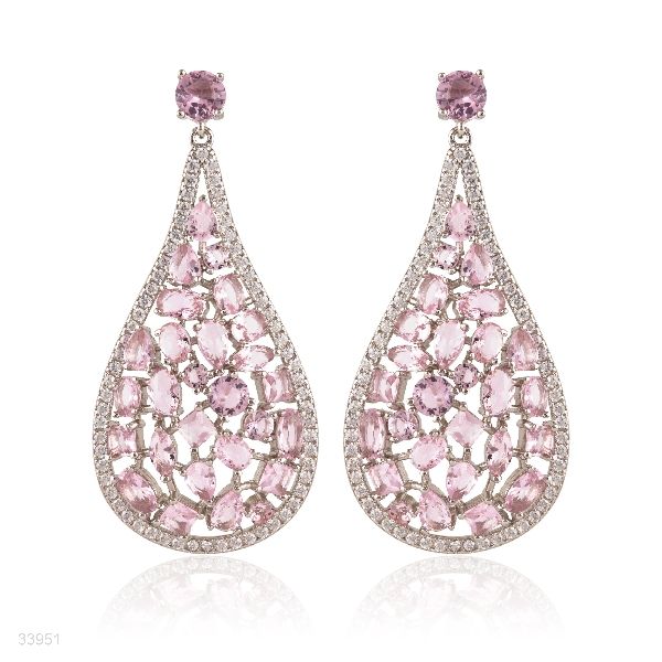 EXQUISITE MULTI CUT PINK DROP EARRINGS
